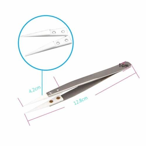 Shopdp 2-Piece Precision Ceramic Tweezers, Heat-Resistant (Silver + White/Black)
