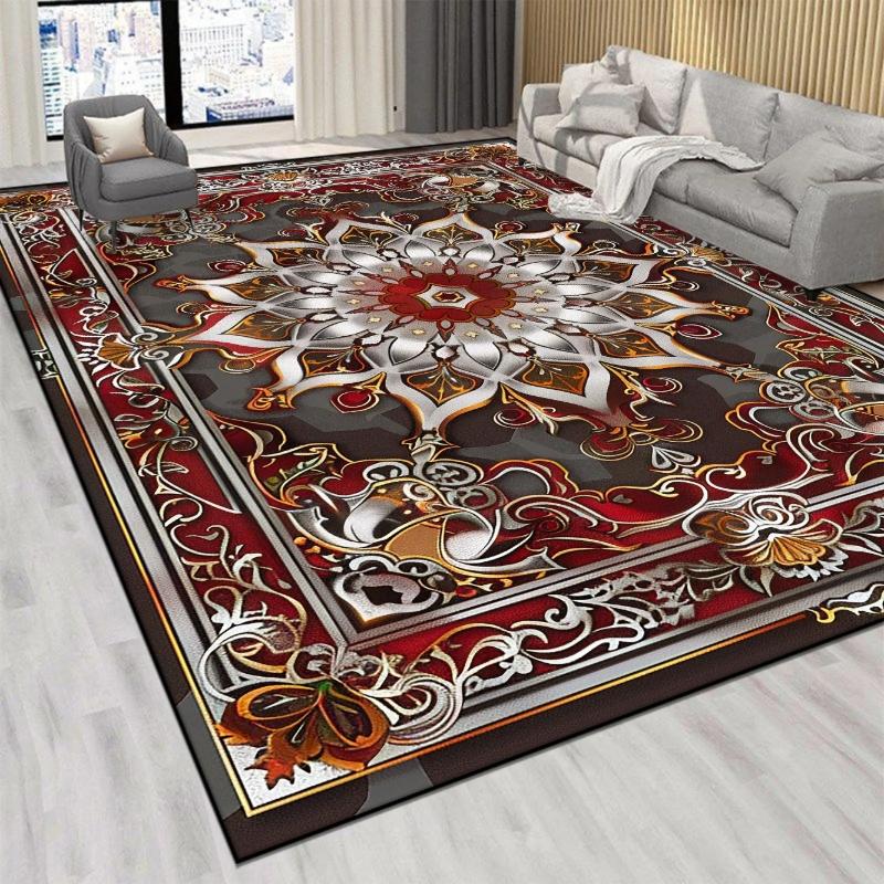 VIKAMA Persian Luxury Crystal Velvet Red Carpet Living Room Large Size Rug Non-slip Home Decoration Bedroom Lounge Rug