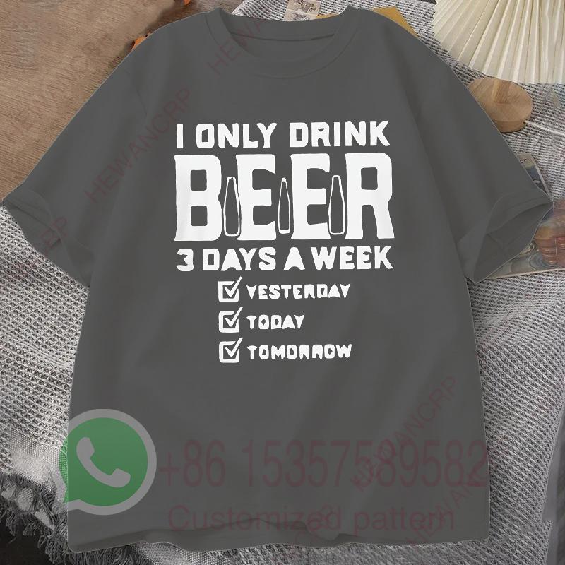 Ich trinke nur 3 Tage die Woche Bier Herren Trainingsanzug T-Shirt Baumwolle Lässig Sportbekleidung Rundhals Pullover Kurzarm Sommer Streetwear