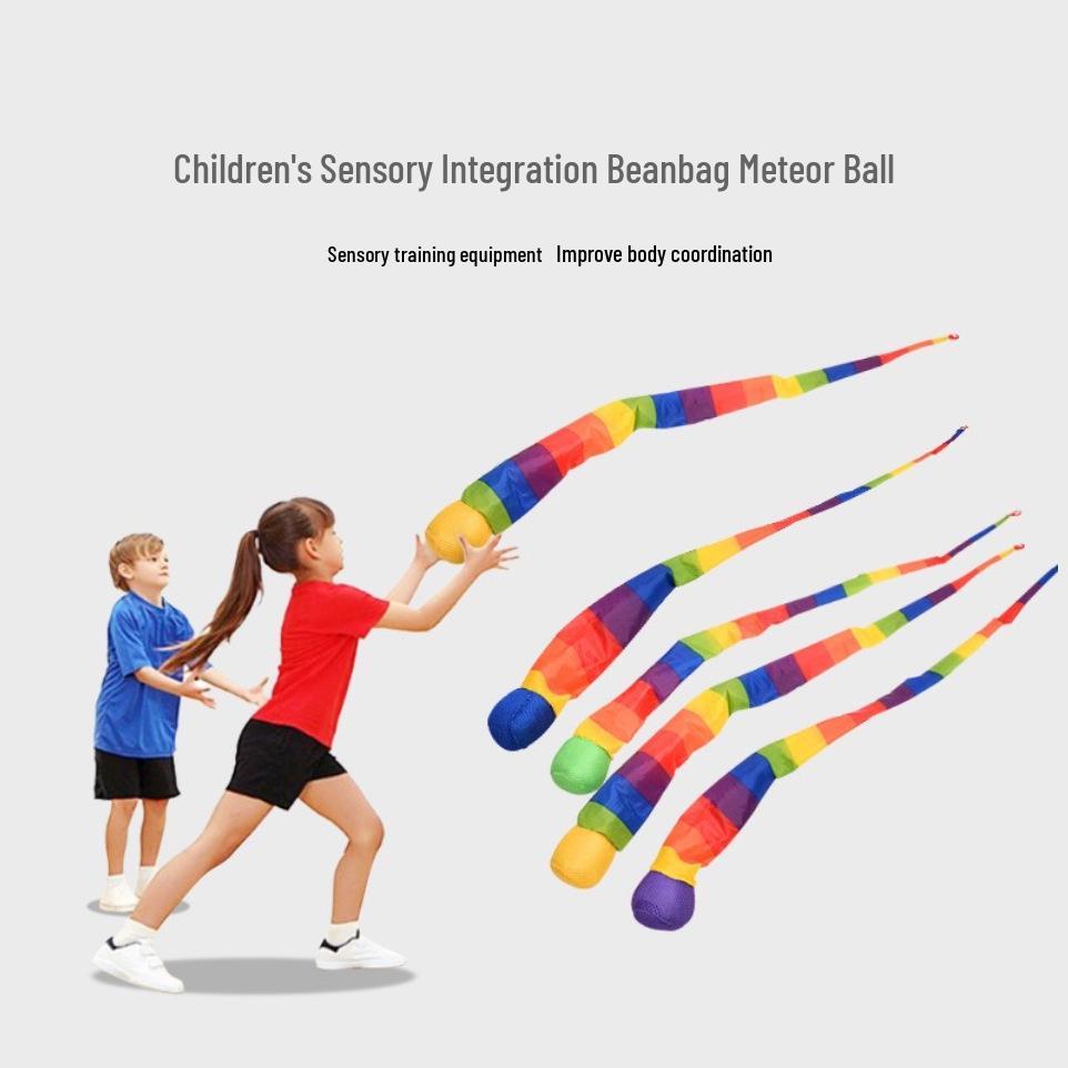 Soft Tail Rainbow Meteor Ball: Interactive Throwing Toy for Kids' Outdoor Play and Training