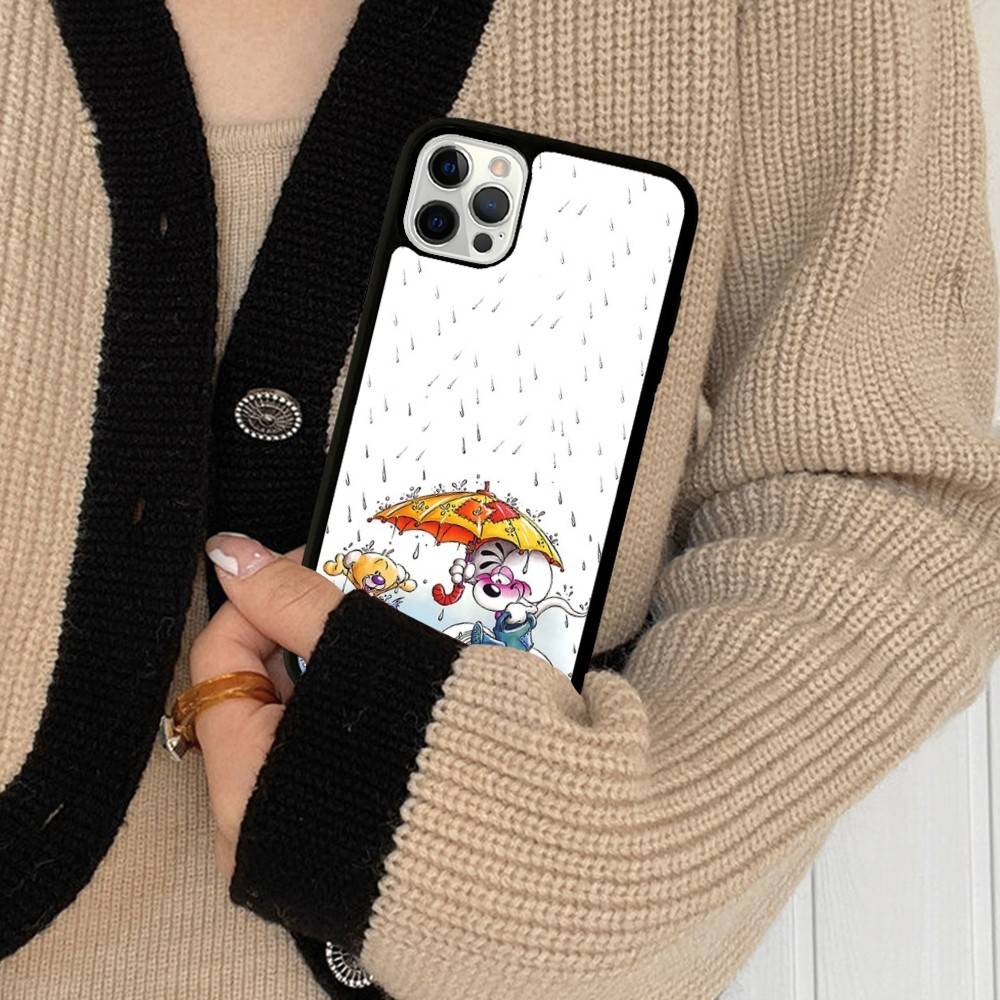 Kreslený kryt na telefon D-Diddl pro iPhone 17 16 15 14 13 Plus 12 11 Pro Max PC+TPU Zadní kryt