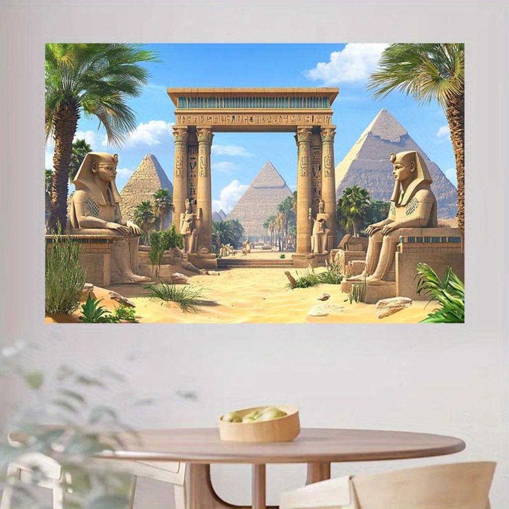 2D flat design 1-piece background cloth with ancient Egyptian theme suitable for cultural festivals and historical events.
