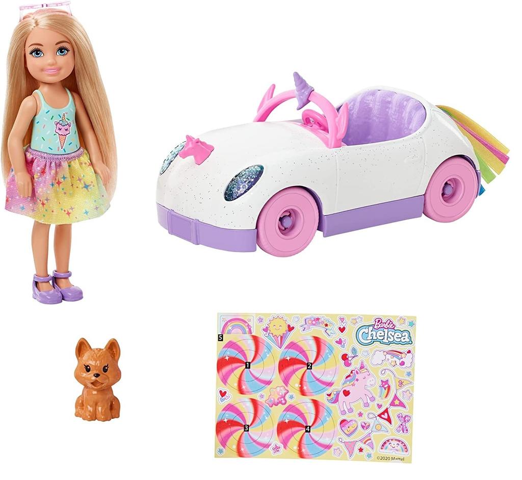 Barbie Chelsea Dream Unicorn Car and Accessory 3 and GXT41 [Dress-Up Doll] [Doll, Vehicle, Playset] [Ages Up]