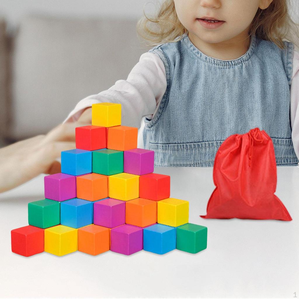 And Sorting Cubes, Math Toy for Early Learning, Versatile, Colorful Square Wooden Blocks Puzzles