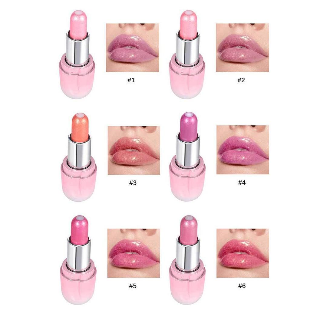 Sandwich Lipstick Pearlescent Long Lasting Waterproof Glitter Lipstick Shimmer Pearlescent Shiny Metallic Pink Lip Gloss Lip Glaze