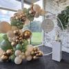 Arche Guirlande Ballons Vert Avocat Sable Blanc Or Kit Globos Fête d'Anniversaire Baby Shower Révélation du Genre Décoration de Fond