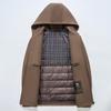 Men's Wool Overcoat with Detachable Down Liner and Hoodie - Double-Faced for Autumn and Winter Warmth