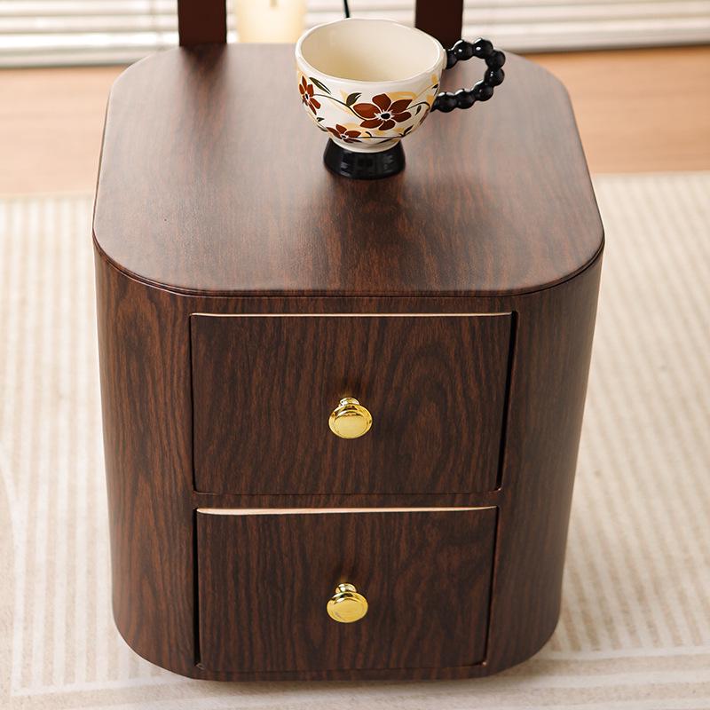 French Mid-Century Smart Bedside Table: Solid Wood, Integrated Lamp, Creative Storage Shelf