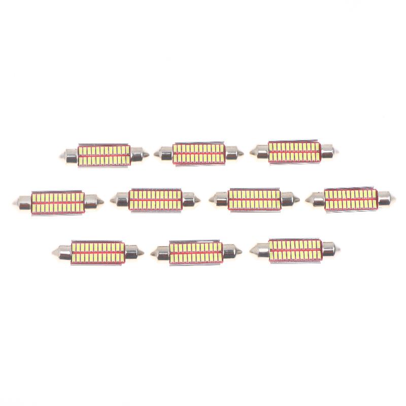 10Pcs 4014 Chips Canbus 12V Led Bulb 31Mm 36Mm 39Mm 41Mm Car Festoon Light Interior Dome Reading Lights 6000K Pure White