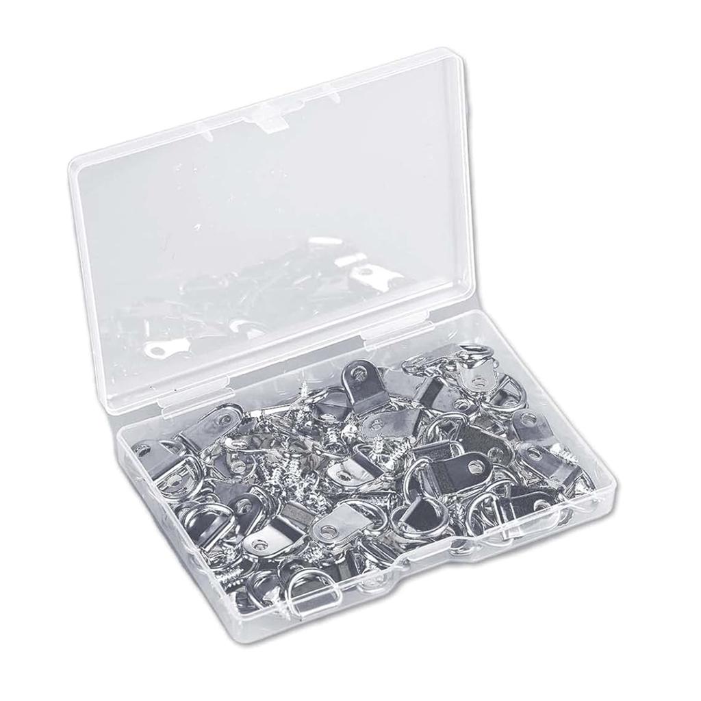 100 kusů Odolné obrazové háčky se šrouby Spolehlivé poniklované montážní příslušenství pro rámy pro nástěnnou dekoraci