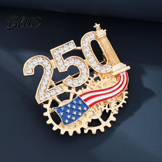 Rhinestone Number Brooch Women 3D 250 Rhinestones Mechanical Gear