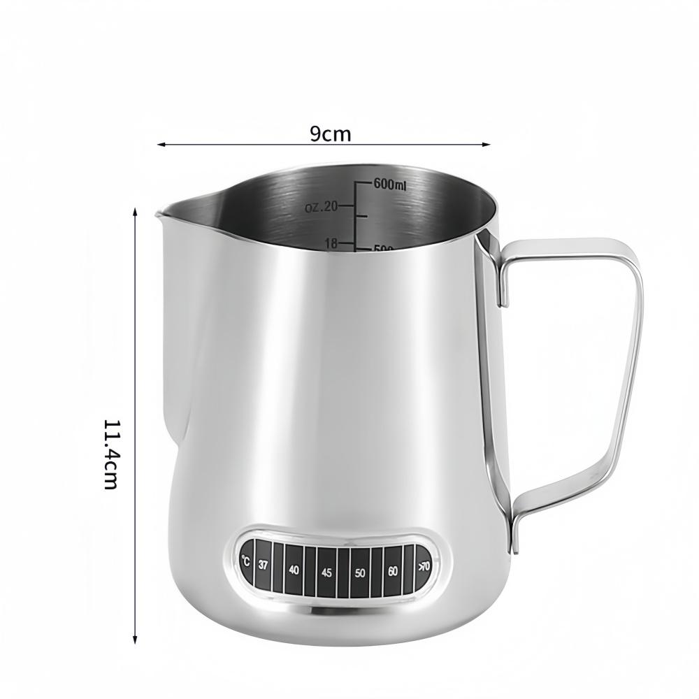 Coffee Milk Frother Jug Temperature Sensing Patch Stainless Steel Accurate Scale Volume Control Advanced Professional CoffeeTool