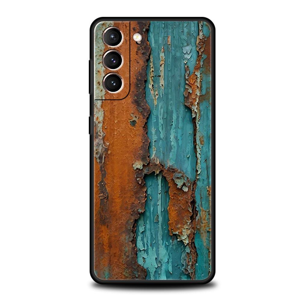Vintage Industrieller Stil Rostige Handyhülle für Samsung Galaxy S26 S25 S24 S23 S22 S20 S21 FE Ultra S25 Edge Plus Weiche TPU Abdeckung