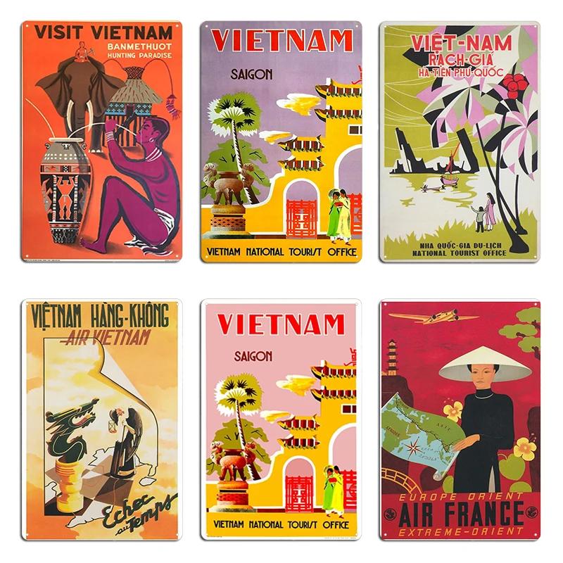 Visit Vietnam Tourist Travel For Vintage Poster Canvas Stickers Saigon Metal Vintage Home Bar Customize Bar Tin Sign Poster