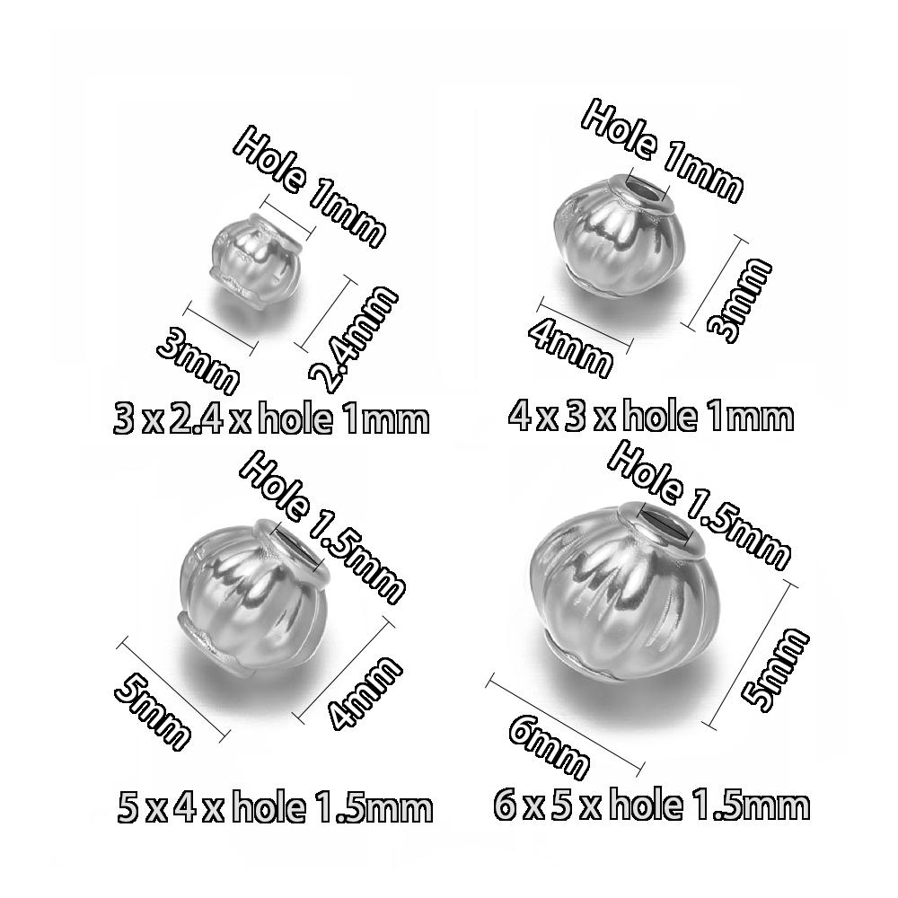 

20pcs Stainless Steel Gold Bead 3mm 4mm 6mm Lantern Spacer Loose Pumpkin Beads for DIY Jewelry Bracelet Making Necklace Findings 3mm