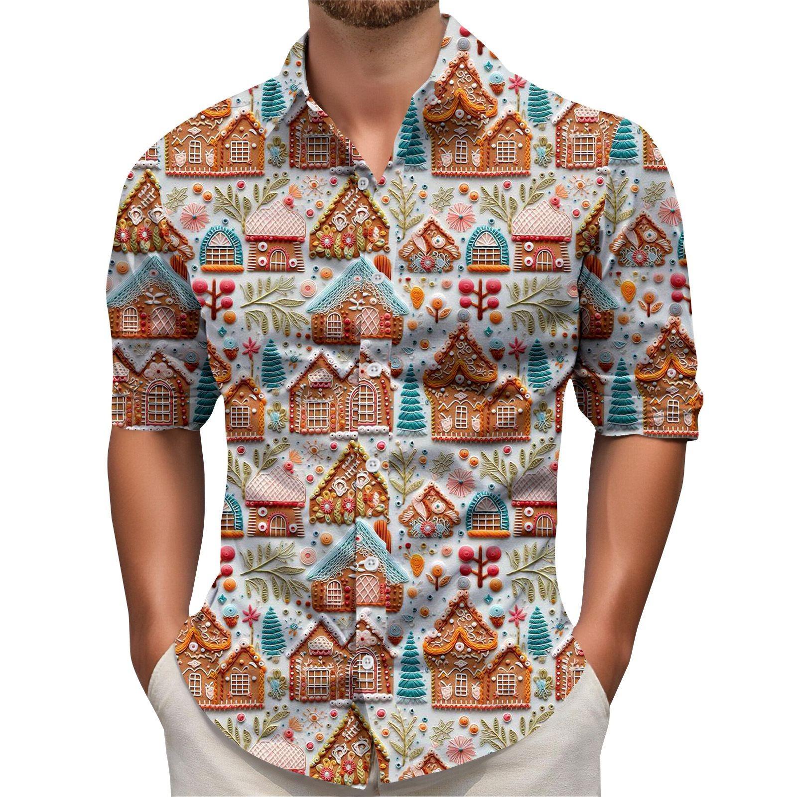 

Мужская рождественская рубашка с рождественским принтом, с длинным рукавом, на пуговицах XXL оранжевый