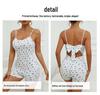 2025 Summer Women's Floral Print Bow-Back Bodycon Jumpsuit