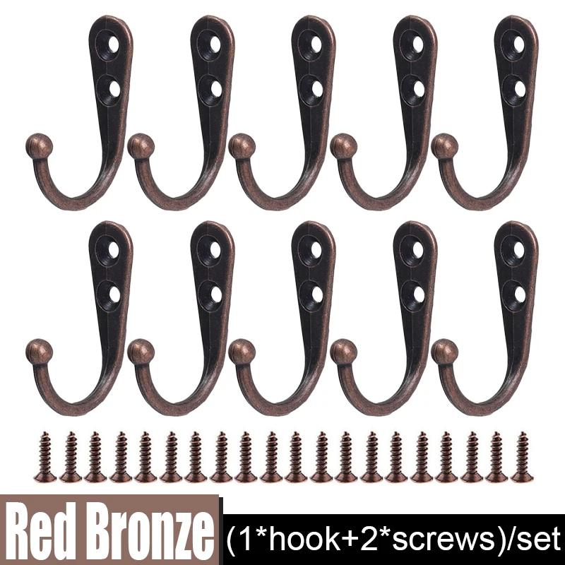 Heavy Duty Alloy Hooks with Screws Wall Mounted Hanging Hangers for Coat Towel Bags Cups Hook Home Storage Rack Holder Wholesale