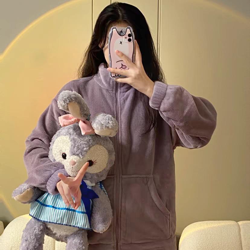 Dam Förtjockad Dragkedja Hemma-kläder: Sportpyjamas för höst/vinter