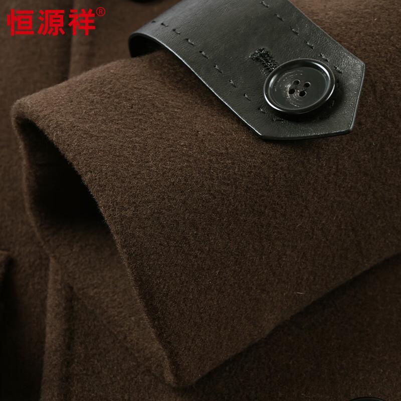 Hengyuanxiang Men's Wool Cashmere Blend Mid-Length Lapel Overcoat