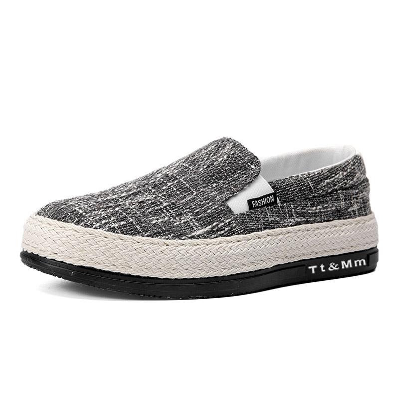 Hot Sale Men's Loafers Linen Breathable Casual Flats Shoes Men Espadrilles Slip-on Canvas Shoes Man Fisherman Driving Footwear