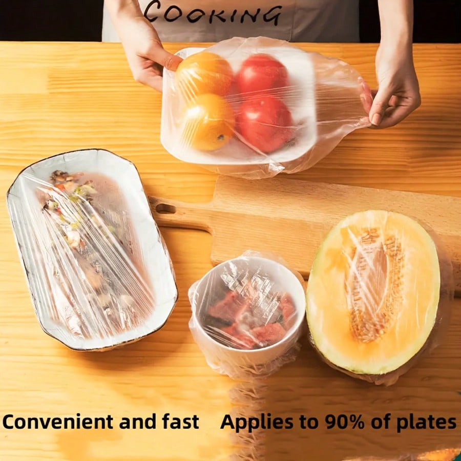 500Pcs, Disposable Food Preservation Film Cover,  Purpose Disposable Shrink Bag Disposable Shoe Cover  Preservation Film,Food Preservation Cover