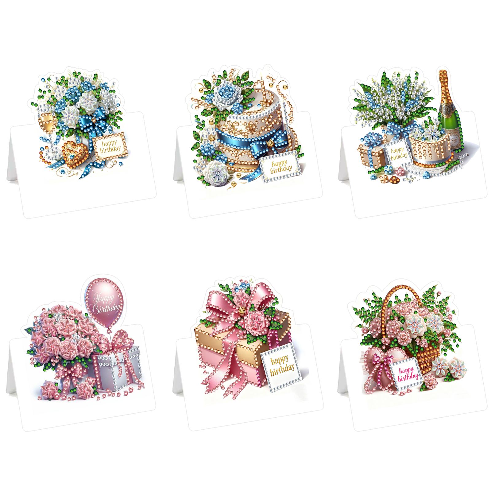 

6Pcs Christmas Birthday DIY Diamond Art Painting Greeting Cards with Envelopes for Beginner Adult Birthday Holiday Blessing