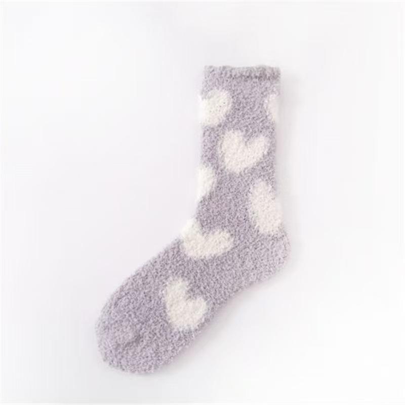 Medium tube winter thickened coral fleece thermal stockings cute cotton socks sleep socks home floor socks