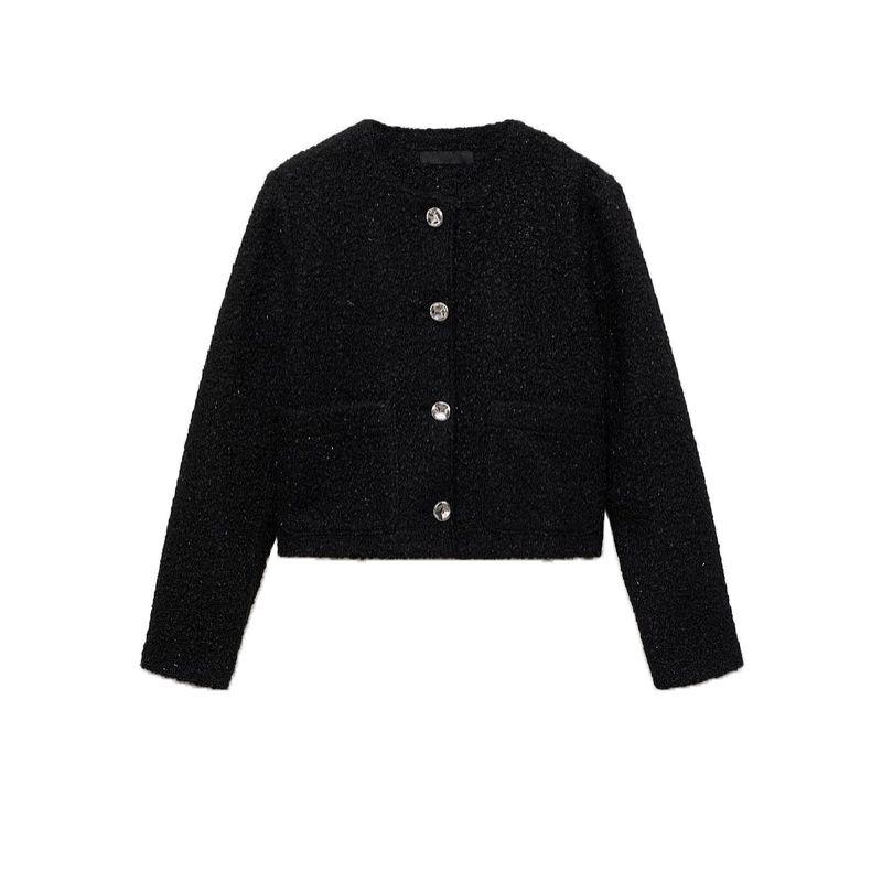 

Fall and Winter New Women s Clothing French Style Classic Style Jewelry Effect Button Shining Loop Velvet Short Coat 87050625 Black L