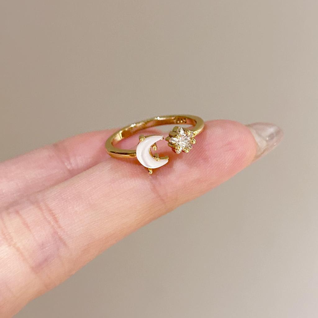 Medieval Brushed Diamond-encrusted Zircon Ring for Women Does Not Fade, Light Luxury and Versatile Open Index Finger Ring Jewelry.