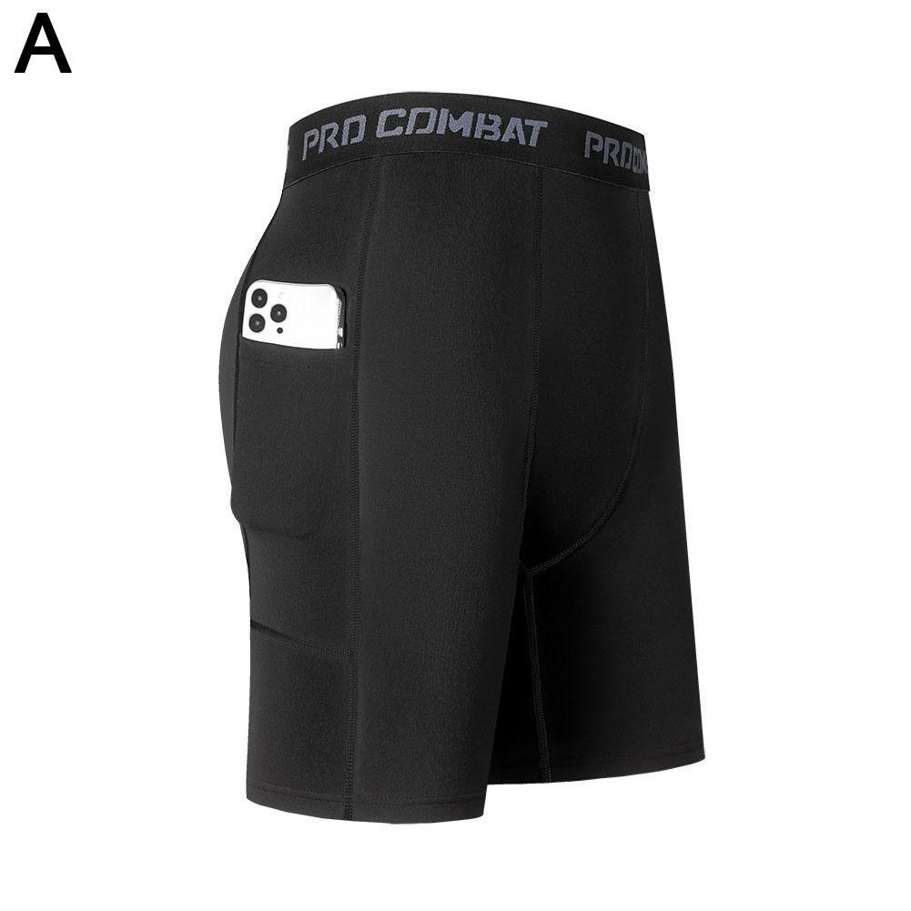 High Performance Men's Compression Shorts With Pocket - Quick Dry Breathable Stretchy Base Layer For Cycling Sports Gym