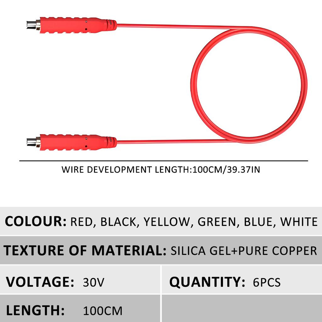 6Pcs Magnetic Test Leads 30V AC/5A 20AWG Professional Low Voltage Magnetic Jumper Silicone Flexible Jumper for Switches