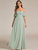 Ever-Pretty Women's Cold Shoulder Sweetheart Neckline Spaghetti Straps Chiffon Bridesmaid Dresses With Ruffle Sleeves