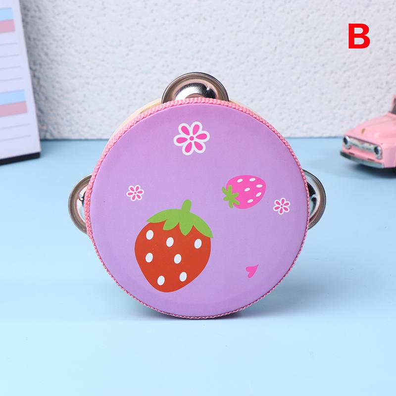 10CM Wooden Tambourine for Kids - Manual Percussion Hand Drum Educational Musical Instrument Game for Children