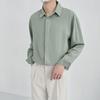 Men's Fashionable Long Sleeve Solid Color Shirt: Light, Mature Style