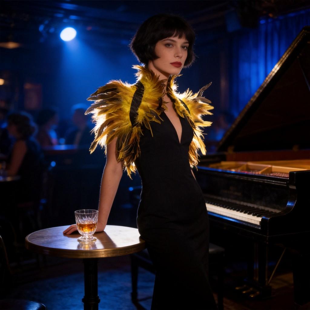 Feather Shawl Cape Costume Cloak With Faux Fur For Performance And Dance Shows