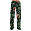 Ladies' Loose And Casual Christmas Printed Wide Leg Pants With Elastic Waistband Drawstring And Pocket Pants