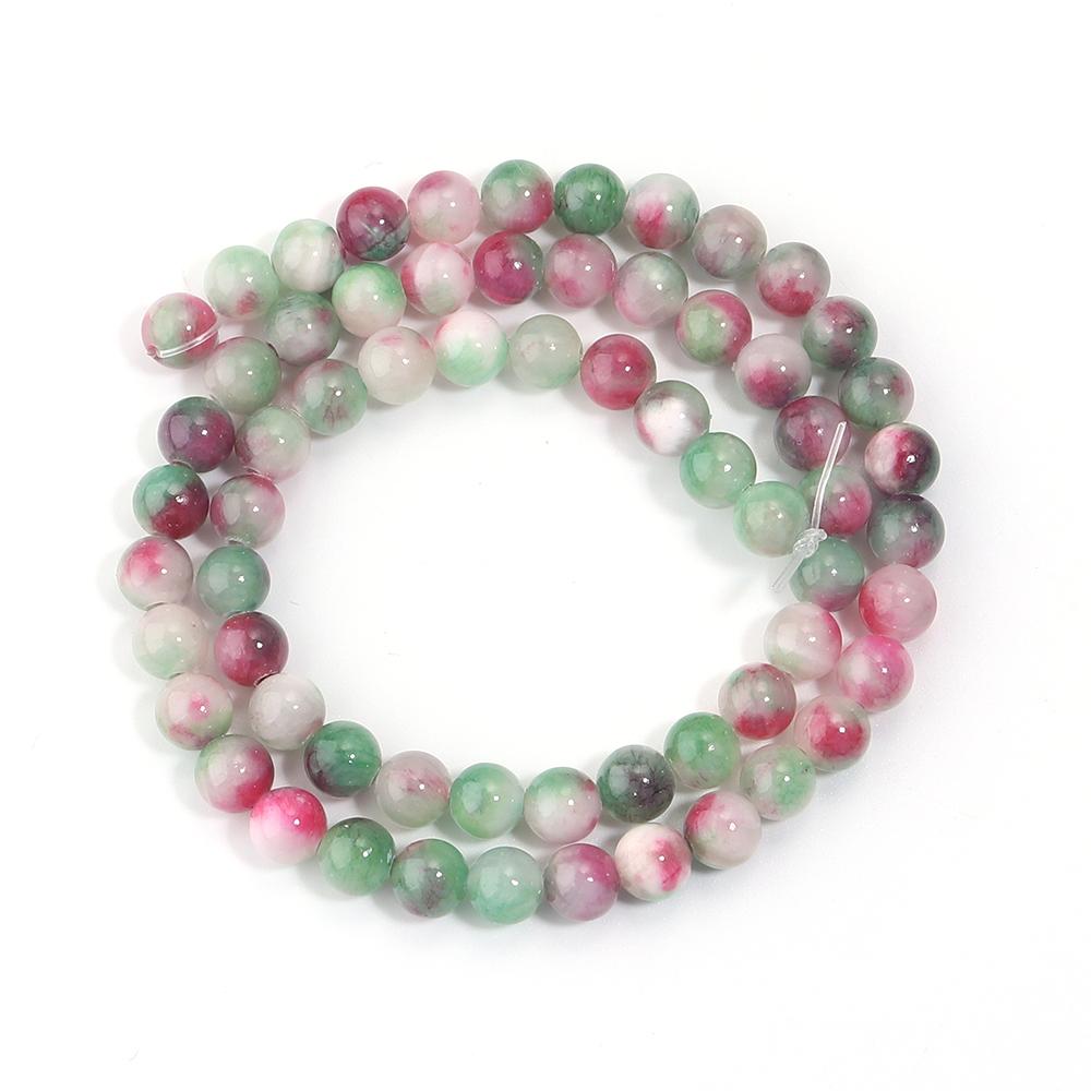 1 Strand 4/6/8/10/12mm Green Red Natural Persian Jade Stone Beads Round Loose Beads For Jewelry Making DIY Bracelets Necklace