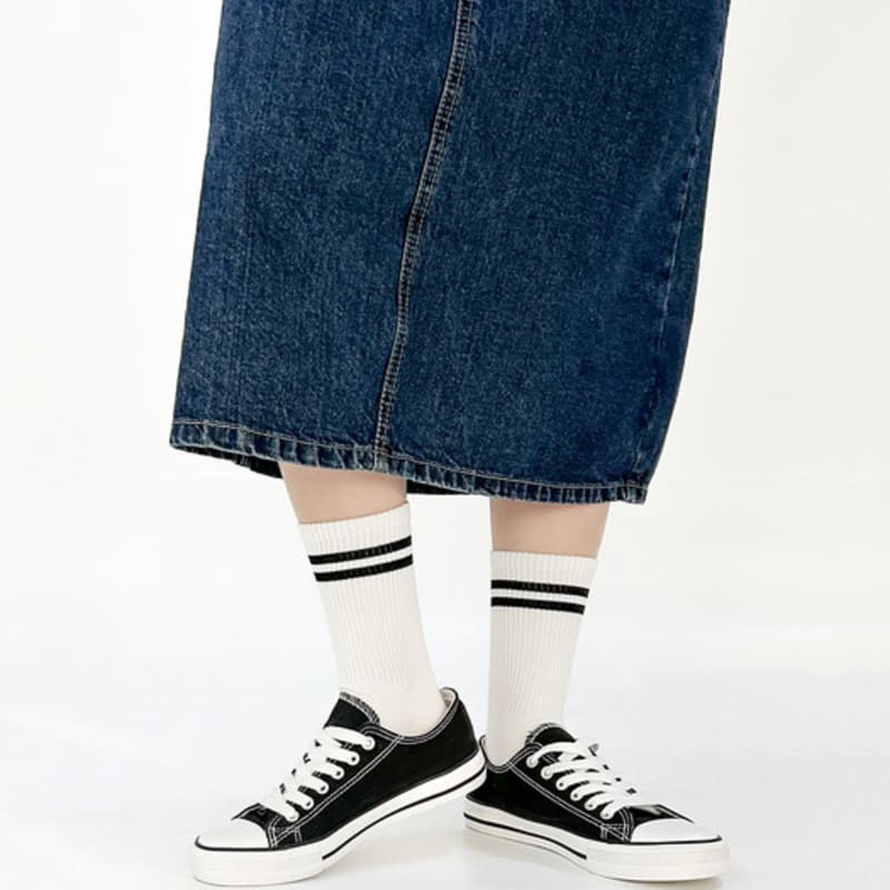 YELLOWSOCKS 2 LINE WHITE