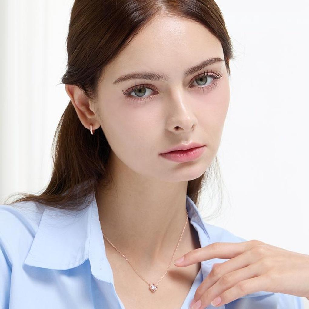 [LeShop] 14K Line Clover Necklace (Gold Plated)_LJ5316BRN