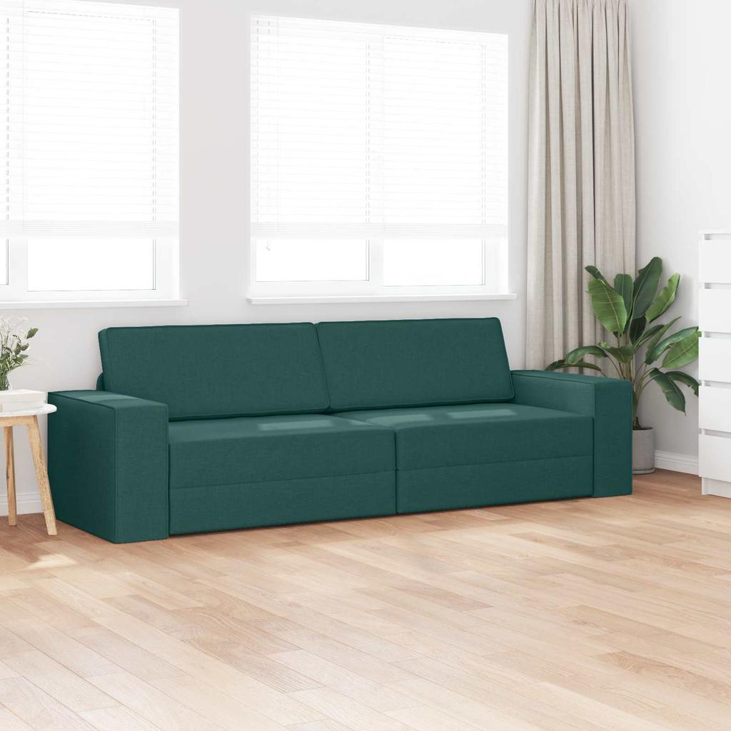 Dark Green Sofa Bed 245 X 78 X 77 Cm Fabric