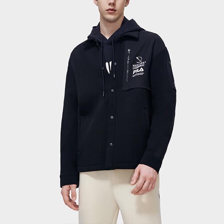 FILA Original Series Printed Letter Zipper Hoodie Jacket Men jackets Black F11M319502F-BK