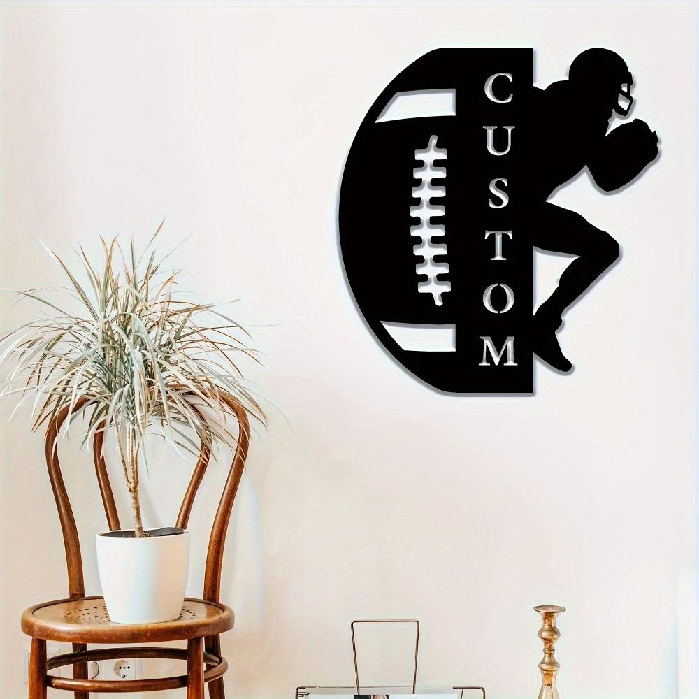 Vintage Metal Wall Sign Football Player Personalized Sports Decor Gift