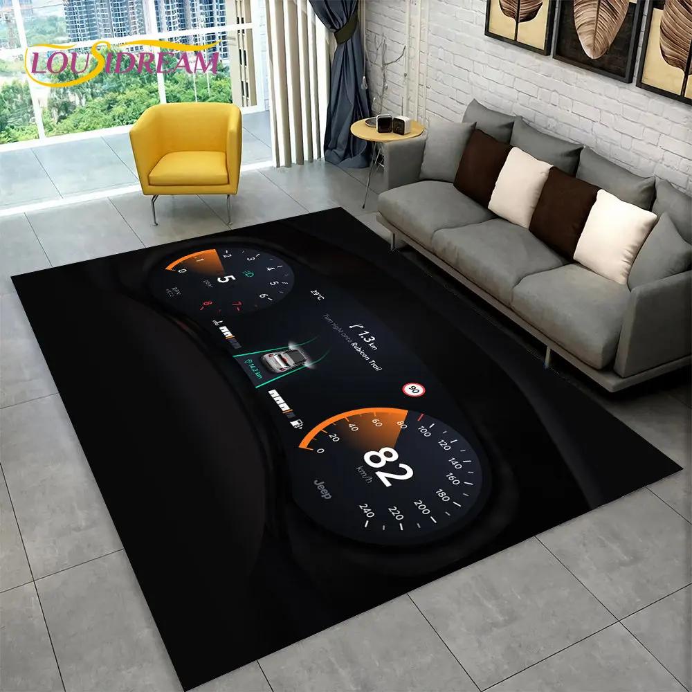 Alfombra grande para tablero de instrumentos de carreras de autos en 3D, alfombra para sala de estar, dormitorio, sofá, cocina, decoración, alfombra antideslizante para juegos de niños