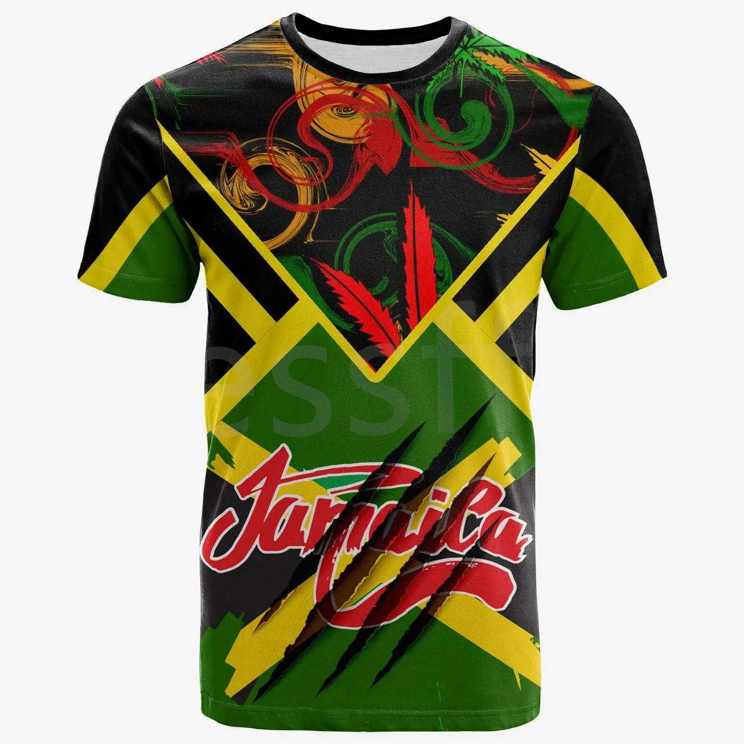 ETST WENDY 005 Tessffel Jamaica Lion Emblem Zomer Nieuwe Mode 3D Print Tops Tee T-shirt Mannen Vrouwen Korte Mouw T-shirt Streetwear Stijl-8 5XL