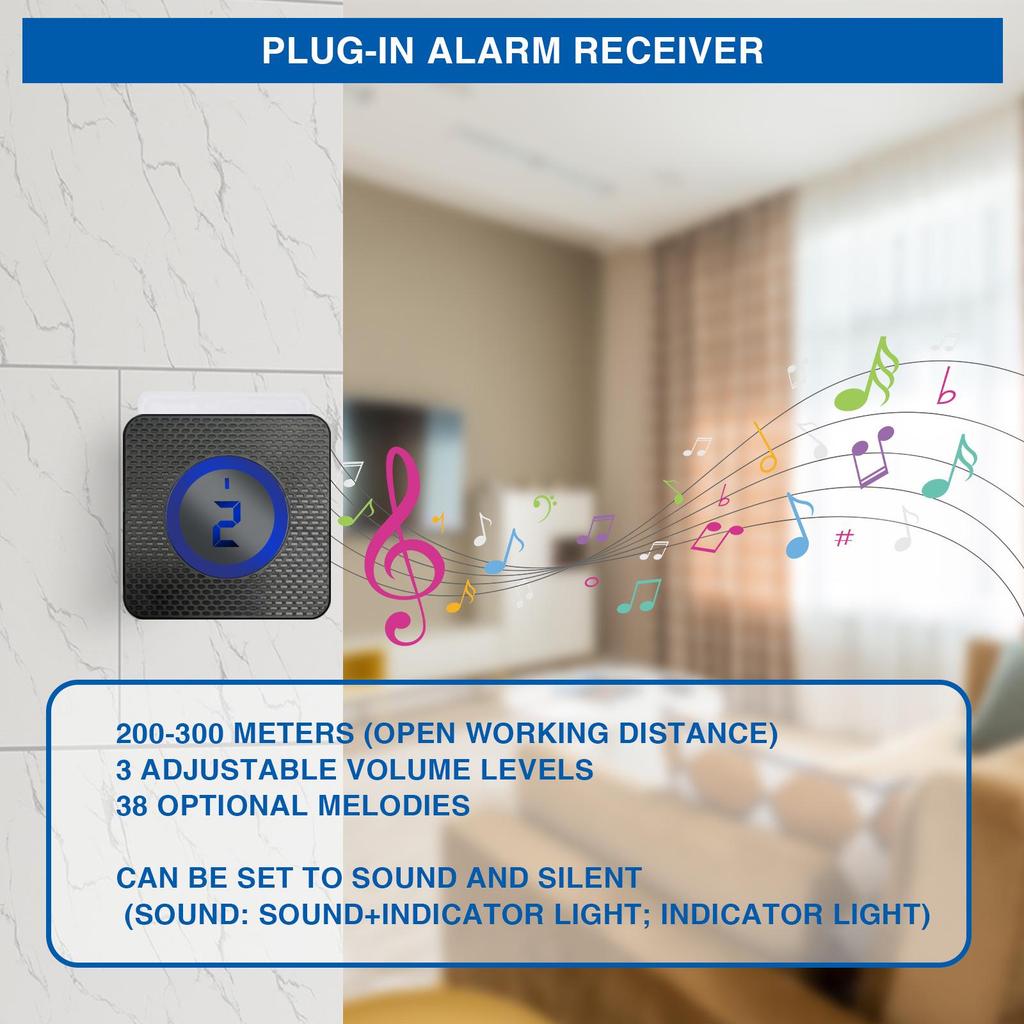 Solar-Powered Waterproof Alarm with Digital Display, Arming Zones, and Infrared Sensor Doorbell