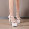 Women's Shoes Fashion High Heel Pearl Rhinestone Solid Color Stiletto Sexy Sandals 181 Series 17cm Heel 7cm Platform LFD