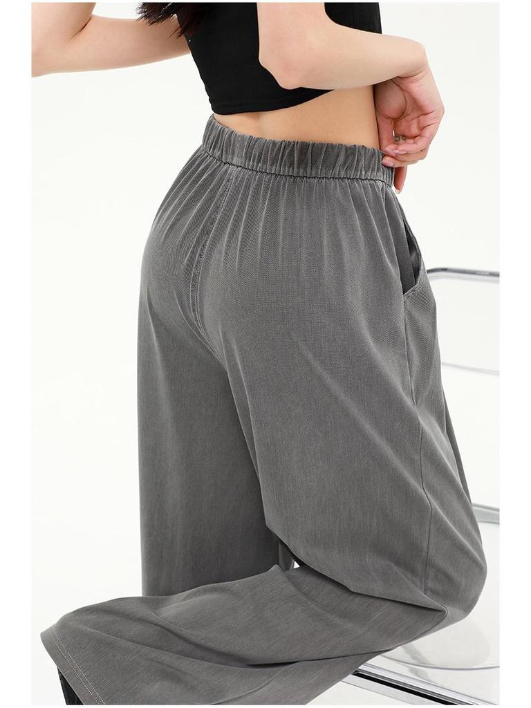 Women's Tencel Blue Wide-Leg Jeans - Summer 2026 Collection, Loose, Slimming, and Drape Fit