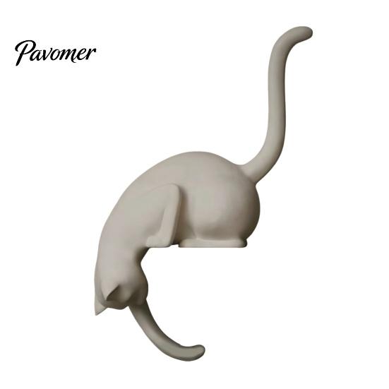Modern Entryway Decor Cat Hook with Lantern, 3D Printed LED Light Decorative Handmade Craft Wall Hook, Creative Shelf for Bookshelf Desk And
