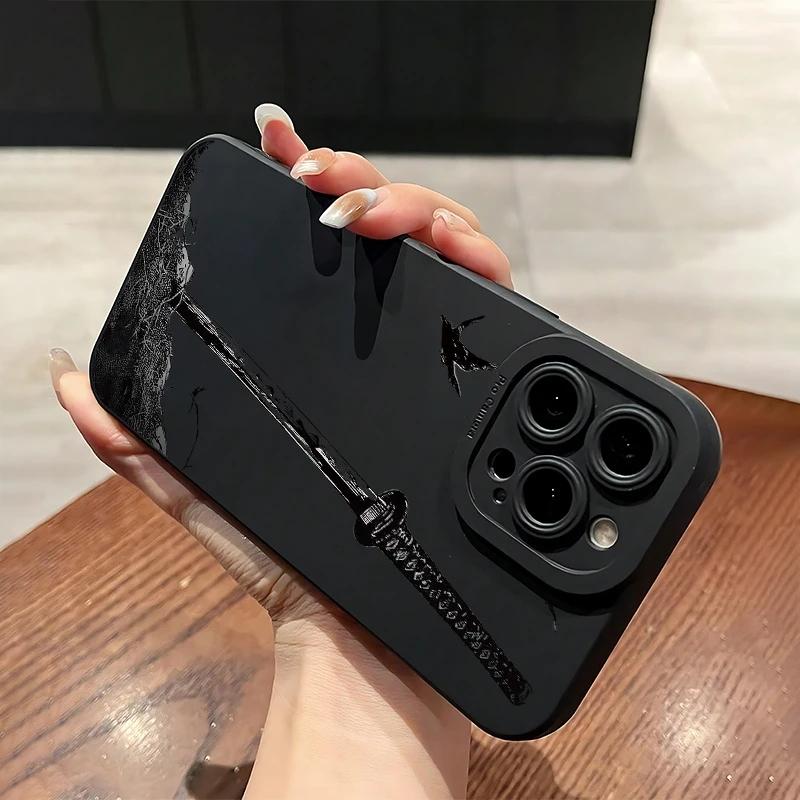 For iPhone 17 16 15 14 13 12 11 Pro Max Case The Sword Creative Pattern Protective Cover For iPhone XS Max XR 7 8 Plus 16e Funda